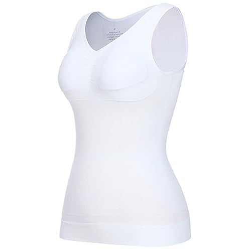 Damen Unterhemd BH-Hemd Basic U-Ausschnitt Kein Bügel-Shapewear-BH Gepolstert Tank Tops Bauchweg Bodysuit Formendes Hemd Tummy Control YogaSport Bustier Body Shaper Trägertop für Frauen und Mädchen von Jdamsixygs