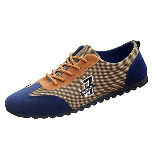 Fashion All Season Herren Freizeitschuhe Flache rutschfeste Sohle zum Schnüren Atmungsaktiv und bequem Colorblock Schuhe Herren Slipper Blau von Jdamsixygs