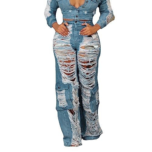 Jdamsixygs Damen Große Größen JeansDamenhosen Hoch Tailliert Gerippte Seitentaschen JeansArbeitshosen JoggpantsFitnesshose Yogahose Streetwear von Jdamsixygs