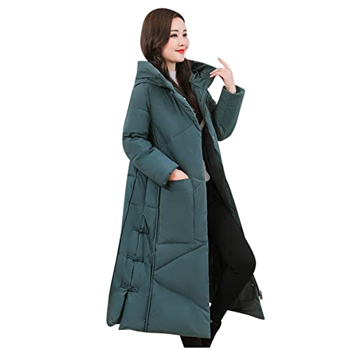 Jdamsixygs Damen literarischen retro Scheibe Schnalle lose ethnischen Wind lange verdickte Jacke,Winter Parka,Damen Große Größen WinterjackeLäSsige Outdoor Outwears von Jdamsixygs