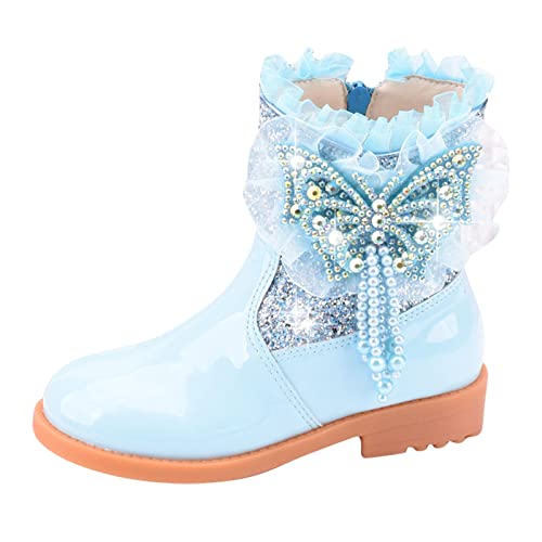 Jdamsixygs Kleinkind Mädchen Booties Kleinkind Schuhe Kurze Stiefel Mädchen Schneestiefel Baumwollstiefel Prinzessin Schuhe Winterschuhe 26 (Blue, 28.5 Little Child) von Jdamsixygs