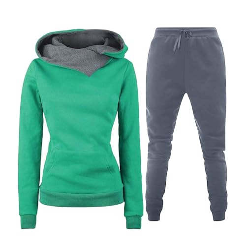 Trainingsanzug Damen Jogginganzug für Damen Set Heartbeat Print Outfit Sport und Freizeit Kapuzenpullover Bequeme Slim mit Taschen Hosenanzug Outdoor Sport Sweatshirt Hosenanzug Damen 2 Teiliges von Jdamsixygs