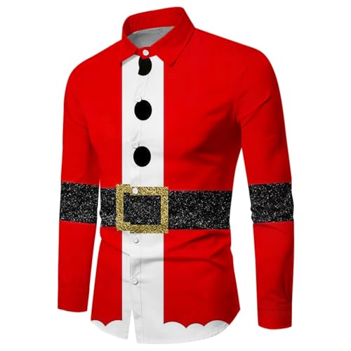 Weihnachtshemd Herren Langarm Weihnachtshemd weihnachtshemd Herren lustig weihnachtshemd Herren Bedruckte Hemd Freizeithemd Männer Langärm Slim Fit Christmas Shirt Festival Party Freizeitkleidung von Jdamsixygs