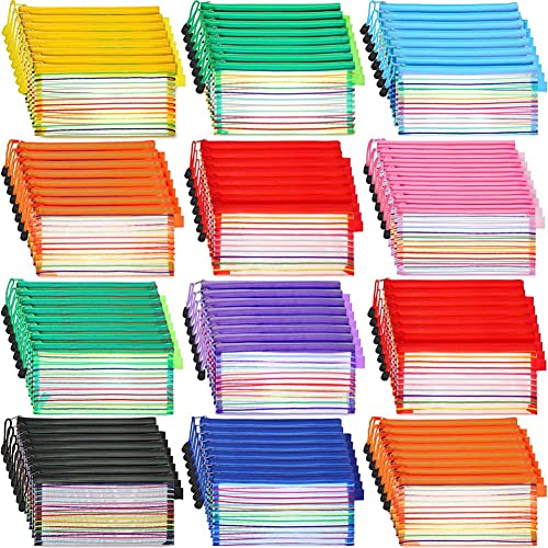 Jdeijfev 120 Stück Reißverschluss Mesh Pouch Multicolor Pencil Pouch Mesh Kleine Netztasche für Büro Schule Zubehör von Jdeijfev