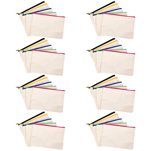 Jdeijfev 40Pcs Canvas Cosmetic Bag Canvas Zipper Bag Pencil Case DIY Travel Handmade Bag DIY Craft School Multicolor Zipper von Jdeijfev