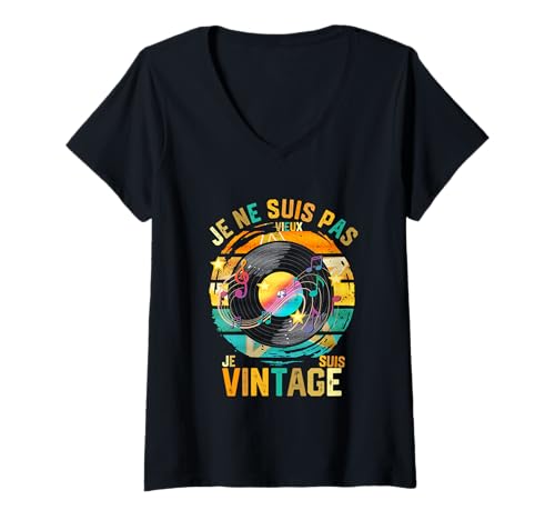 Damen Ich Bin Nicht alt Ich Bin Vintage Musikliebhaber T-Shirt mit V-Ausschnitt Damen Ich Bin Nicht alt Ich Bin Vintage Musikliebhaber T-Shirt mit V-Ausschnitt von Je Ne Suis Pas Vieux Je Suis Vintage