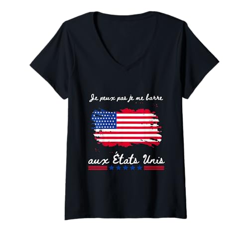 Damen Ich kann Nicht auf die USA USA Amerika Flagge T-Shirt mit V-Ausschnitt Damen Ich kann Nicht auf die USA USA Amerika Flagge T-Shirt mit V-Ausschnitt von Je peux pas je me barre aux USA États Unis Tee Co