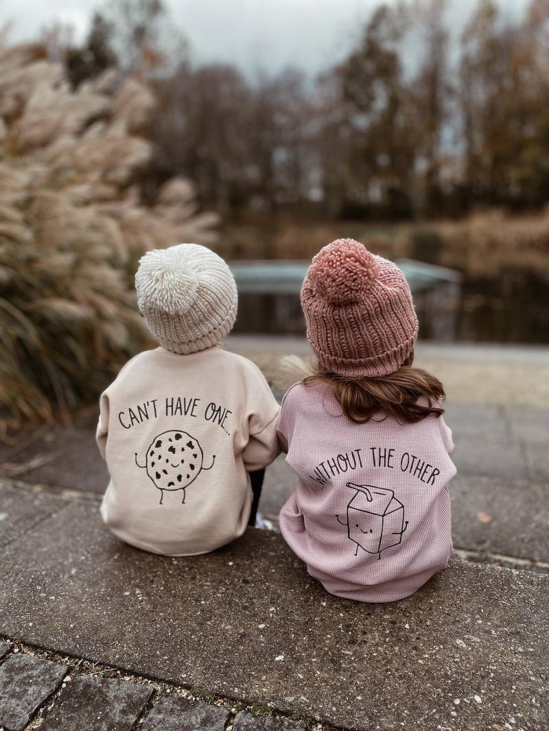 Oversize Sweater Can't Have One Without The Other Kinderpulli | Geschwisterpullover Baby Stylisch Mit Stoffauswahl Waffeljersey Gr 56-140 von JeMiLaHandmade