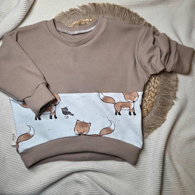 Oversize Sweater Fuchs Herbst Kinderpulli | Herbstpullover Stylisch Waffeljersey Lockerer Überzieher Gr 68 -122 von JeMiLaHandmade