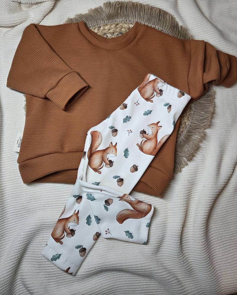 Oversize Sweater Kinder | Pullover in Rost Stylisch Unisex Leggings Mit Eichhörnchen Set Größenauswahl von JeMiLaHandmade