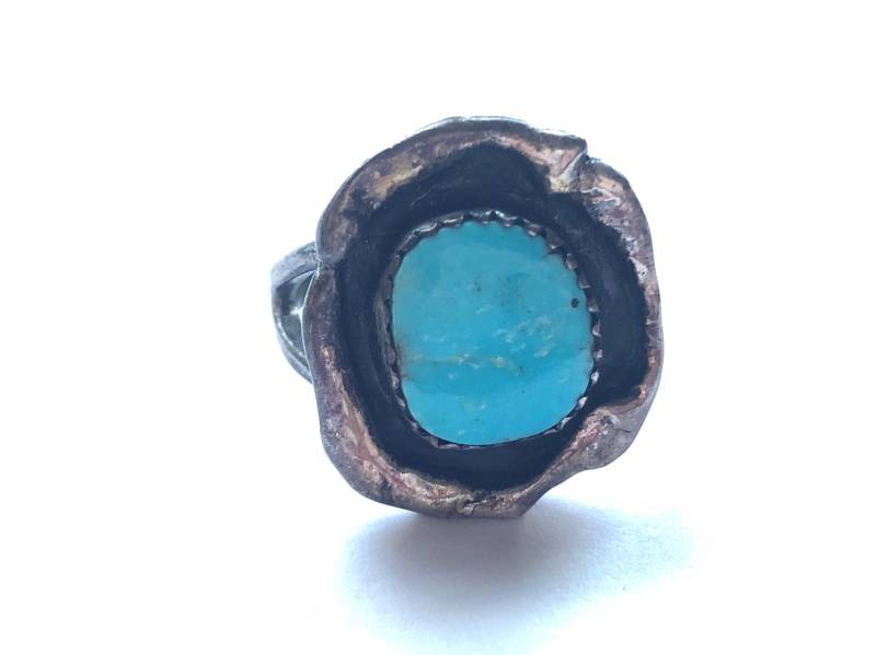 Jahrgang Handgefertigte Bue Türkis Und Sterling Silberring, Größe 7 3/4 Jahrgang Handgefertigte Bue Türkis Und Sterling Silberring, Größe 7 3/4 von JeTayTreasures