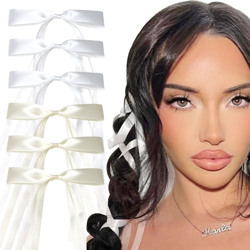 JeVenis Weiß Bow Hair Clip Schleifen Haarspange Schleife Für Damen Rote Schleife Haare von JeVenis