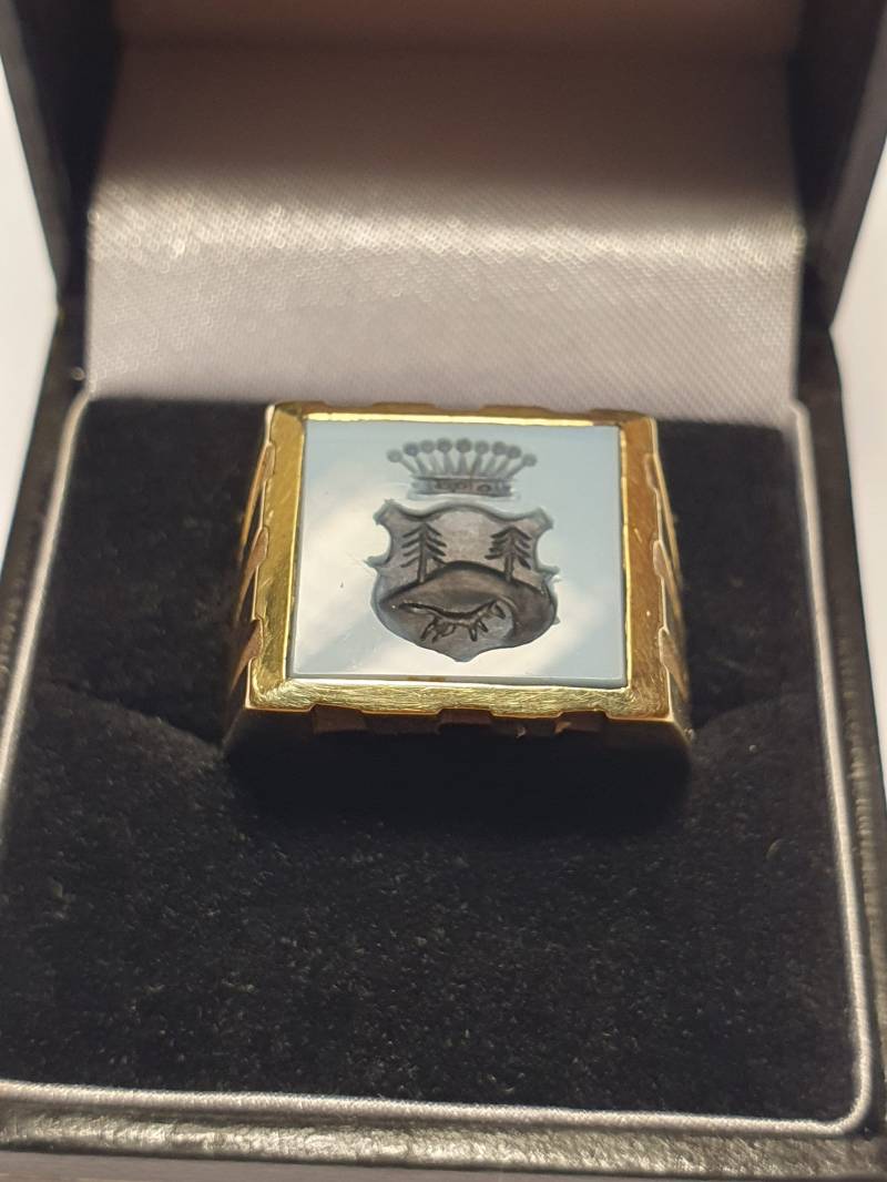 Siegelring, Wappenring, Art Deco, 585 18K Gold von JeWaSchweiz