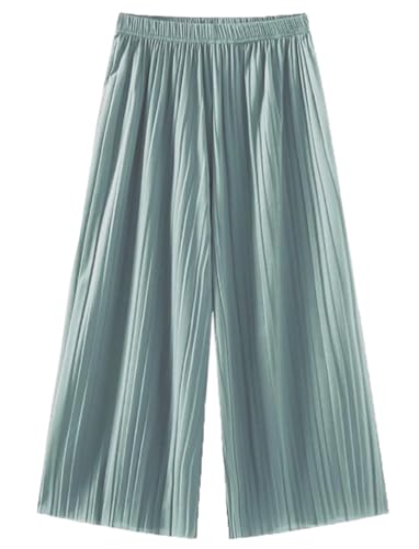 Jeamis Damen Palazzohose leicht Sommerhose Tunnelzug Freizeithose hohe Taile Crinkle (DE/NL/SE/PL, Alphanumerisch, XL, XXL, Regular, Regular, Blau) von Jeamis