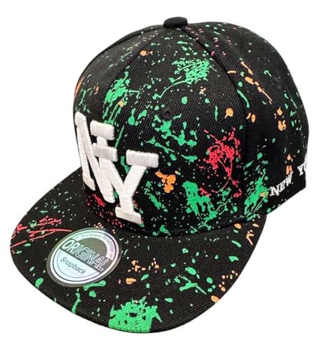 Jeamis Kids NY USA Kinder Snapback Baseball Cap Kappe Cappy Unisex Trucker Starter Basecap Mütze Hawaii Sommer Kult für Junge und Mädchen (DE/NL/SE/PL, Alphanumerisch, Einheitsgröße, NY Bunt Grün) von Jeamis