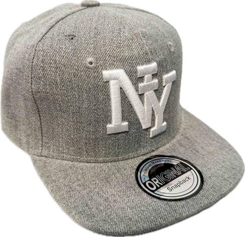 Jeamis Kids NY USA Kinder Snapback Baseball Cap Kappe Cappy Unisex Trucker Starter Basecap Mütze Hawaii Sommer Kult für Junge und Mädchen (DE/NL/SE/PL, Alphanumerisch, Einheitsgröße, NY Grau) von Jeamis