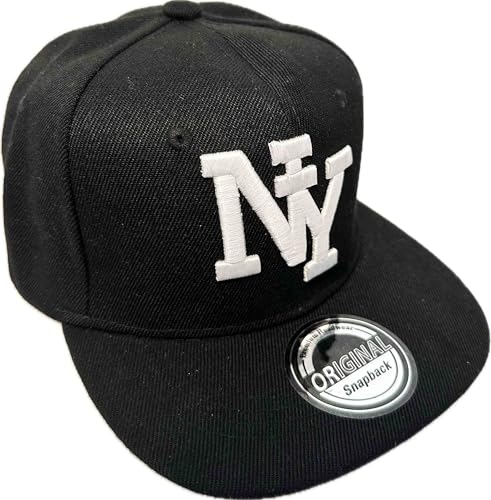 Jeamis Kids NY USA Kinder Snapback Baseball Cap Kappe Cappy Unisex Trucker Starter Basecap Mütze Hawaii Sommer Kult für Junge und Mädchen (DE/NL/SE/PL, Alphanumerisch, Einheitsgröße, NY Schwarz) von Jeamis