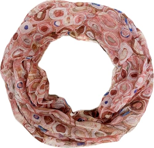 Jeamis Kreis Seide Loop Farbverlauf Frühling Rundschal Rainbow Unisex Sommer Leicht Schal Stola Dots (2025B Rot) von Jeamis