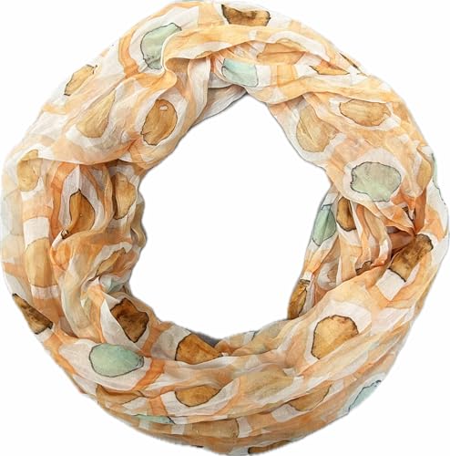 Jeamis Kreis Seide Loop Farbverlauf Frühling Rundschal Rainbow Unisex Sommer Leicht Schal Stola Dots (2025E Gelb) von Jeamis