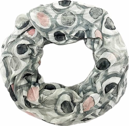 Jeamis Kreis Seide Loop Farbverlauf Frühling Rundschal Rainbow Unisex Sommer Leicht Schal Stola Dots (2025E Grau) von Jeamis