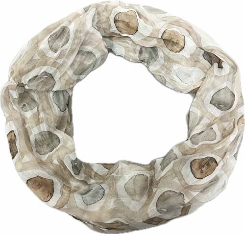 Jeamis Kreis Seide Loop Farbverlauf Frühling Rundschal Rainbow Unisex Sommer Leicht Schal Stola Dots (2025E Khaki) von Jeamis