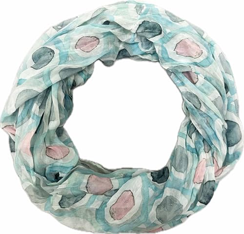 Jeamis Kreis Seide Loop Farbverlauf Frühling Rundschal Rainbow Unisex Sommer Leicht Schal Stola Dots (2025E Mint) von Jeamis