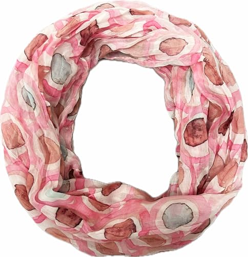 Jeamis Kreis Seide Loop Farbverlauf Frühling Rundschal Rainbow Unisex Sommer Leicht Schal Stola Dots (2025E Pink) von Jeamis