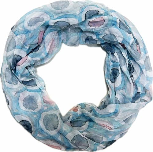 Jeamis Kreis Seide Loop Farbverlauf Frühling Rundschal Rainbow Unisex Sommer Leicht Schal Stola Dots (2025E Türkis) von Jeamis