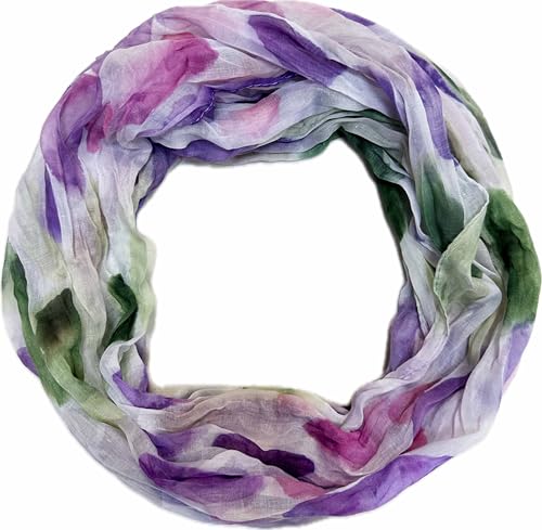 Jeamis Kreis Seide Loop Farbverlauf Frühling Rundschal Rainbow Unisex Sommer Leicht Schal Stola Dots (DotsH Lila) von Jeamis