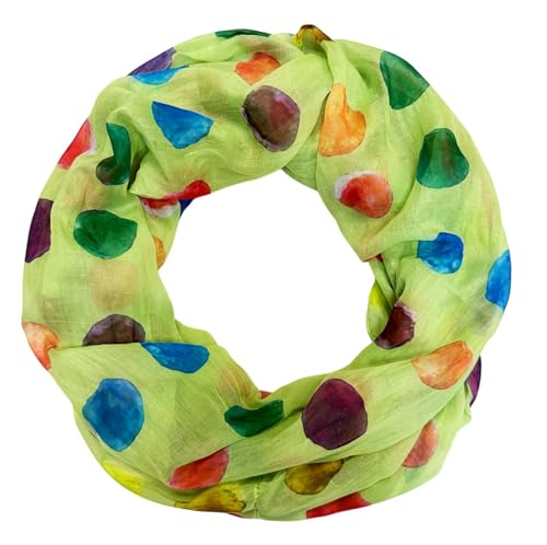 Jeamis Kreis Seide Loop Farbverlauf Frühling Rundschal Rainbow Unisex Sommer Leicht Schal Stola Dots (Kreis25A Grün) von Jeamis