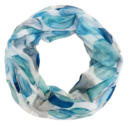 Jeamis Kreis Seide Loop Farbverlauf Frühling Rundschal Rainbow Unisex Sommer Leicht Schal Stola Dots (Kreis25B Blau) von Jeamis
