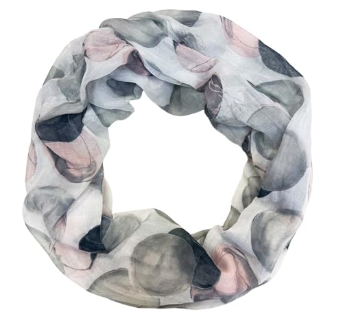 Jeamis Kreis Seide Loop Farbverlauf Frühling Rundschal Rainbow Unisex Sommer Leicht Schal Stola Dots (Kreis25B Grau) von Jeamis