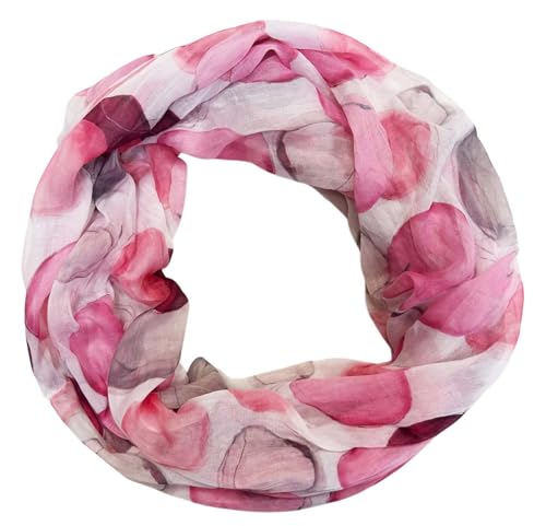 Jeamis Kreis Seide Loop Farbverlauf Frühling Rundschal Rainbow Unisex Sommer Leicht Schal Stola Dots (Kreis25B Pink) von Jeamis