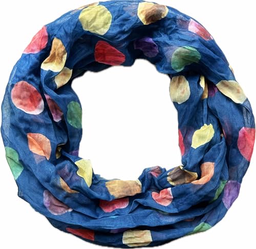 Jeamis Kreis Seide Loop Farbverlauf Frühling Rundschal Rainbow Unisex Sommer Leicht Schal Stola Dots (KreisA Blau) von Jeamis