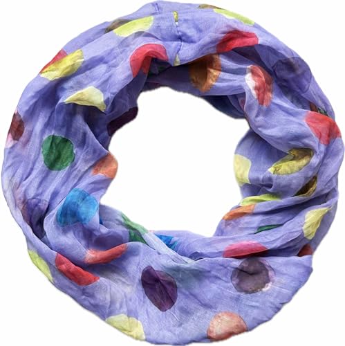Jeamis Kreis Seide Loop Farbverlauf Frühling Rundschal Rainbow Unisex Sommer Leicht Schal Stola Dots (KreisA Lila) von Jeamis