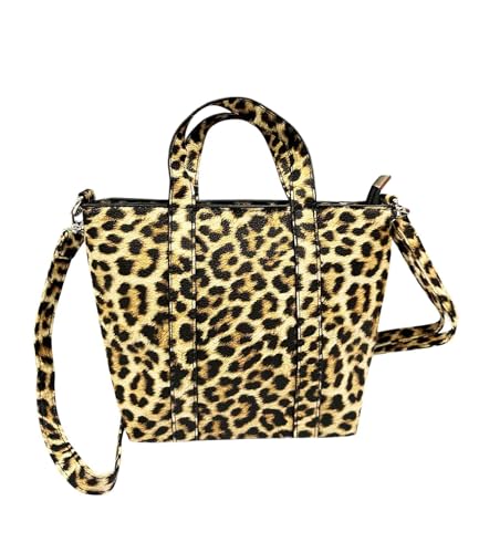Jeamis Leopard Kunstleder Tasche Umhängetasche Schultertasche Henkeltasche Tote Bag Clutch Leo (Model A Beige) von Jeamis