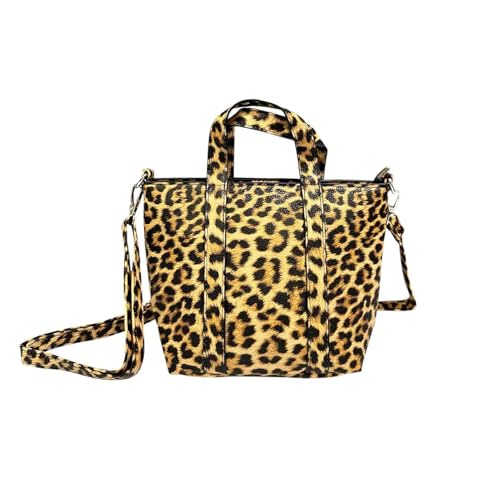 Jeamis Leopard Kunstleder Tasche Umhängetasche Schultertasche Henkeltasche Tote Bag Clutch Leo (Model A Braun) von Jeamis