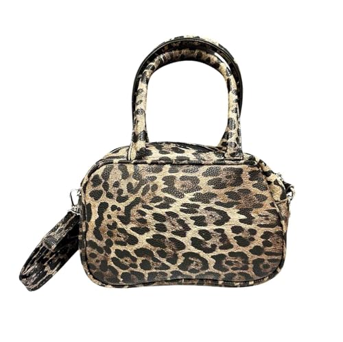 Jeamis Leopard Kunstleder Tasche Umhängetasche Schultertasche Henkeltasche Tote Bag Clutch Leo (Model B Schoko) von Jeamis