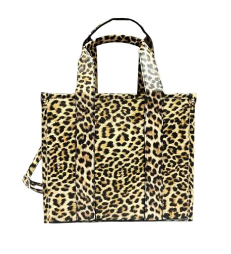 Jeamis Leopard Kunstleder Tasche Umhängetasche Schultertasche Henkeltasche Tote Bag Clutch Leo (Model C Beige) von Jeamis