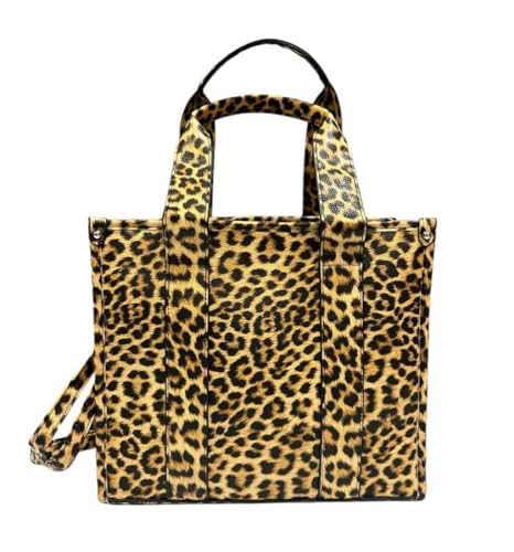 Jeamis Leopard Kunstleder Tasche Umhängetasche Schultertasche Henkeltasche Tote Bag Clutch Leo (Model C Braun) von Jeamis