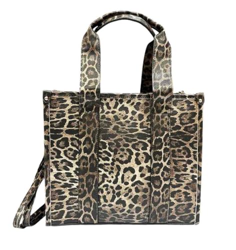 Jeamis Leopard Kunstleder Tasche Umhängetasche Schultertasche Henkeltasche Tote Bag Clutch Leo (Model C Schoko) von Jeamis