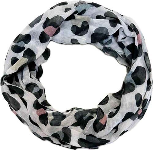 Jeamis Leopard Seide Loop Farbverlauf Frühling Rundschal Unisex Sommer Herbst Leicht Schal Stola Silk Leo (Grau) von Jeamis