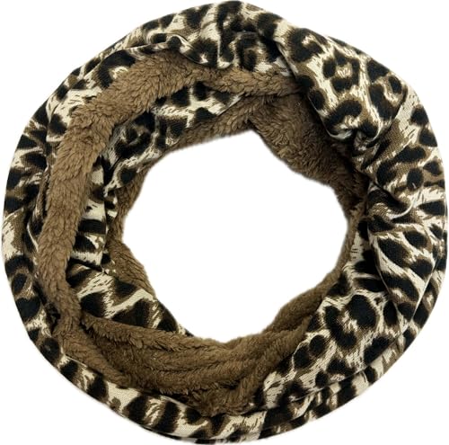 Jeamis Leopard Zebra Fleece Flauschig Warmer Winter Loop Schal Schlauchschal Rundschal Leo (Leo Braun Braun) von Jeamis