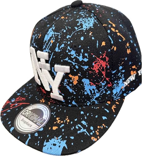 Jeamis NY USA Snapback Baseball Cap Kappe Cappy Unisex Trucker Starter Basecap Mütze Hawaii Sommer Kult (DE/NL/SE/PL, Alphanumerisch, Einheitsgröße, NY Bunt Blau) von Jeamis