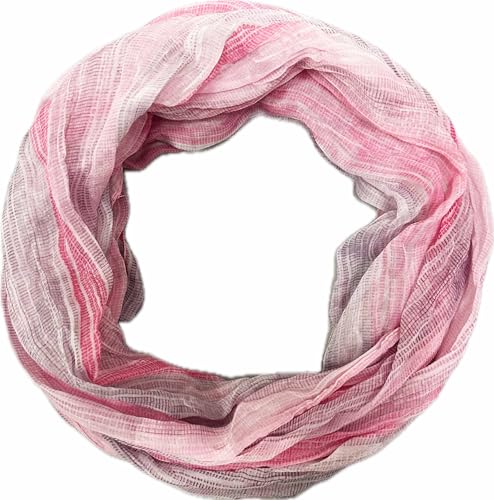 Jeamis Regenbogen Seide Loop Farbverlauf Frühling Rundschal Rainbow Streifen Sommer Leicht Schal Stola (2025D Pink) von Jeamis