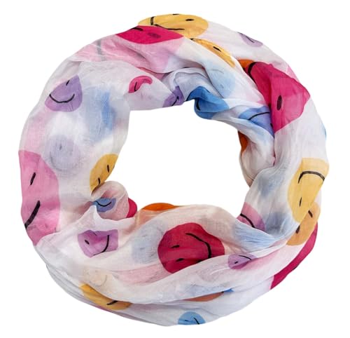 Jeamis Smiley Seide Loop Farbverlauf Frühling Rundschal Unisex Sommer Herbst Leicht Schal Stola Silk Gesicht Smile (PinkOrange) von Jeamis