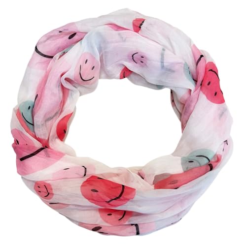 Jeamis Smiley Seide Loop Farbverlauf Frühling Rundschal Unisex Sommer Herbst Leicht Schal Stola Silk Gesicht Smile (Rosa) von Jeamis