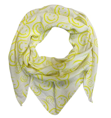 Jeamis XL Dreieck Strickschal Smiley Frühling Schal 100% Baumwolle Made in Italy Fashion Tuch Dreieckschal Smile Stola Herbst Frühling Tuch (Gelb) von Jeamis