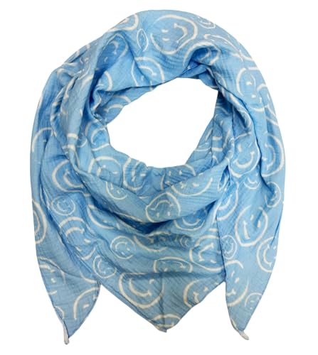 Jeamis XL Dreieck Strickschal Smiley Frühling Schal 100% Baumwolle Made in Italy Fashion Tuch Dreieckschal Smile Stola Herbst Frühling Tuch (Türkis) von Jeamis