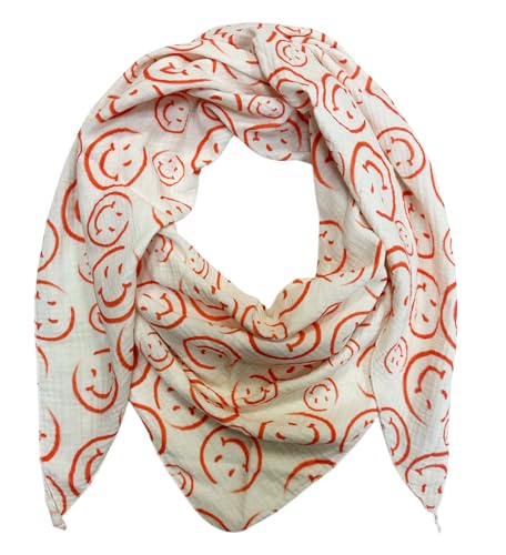 Jeamis XL Dreieck Strickschal Smiley Frühling Schal 100% Baumwolle Made in Italy Fashion Tuch Dreieckschal Smile Stola Herbst Frühling Tuch (Weiß) von Jeamis